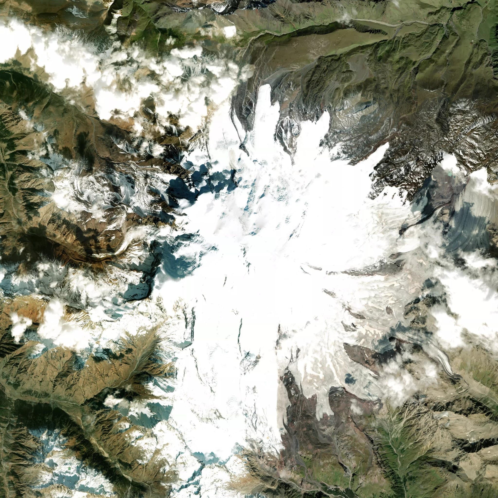 Elbrus satellite terrain view