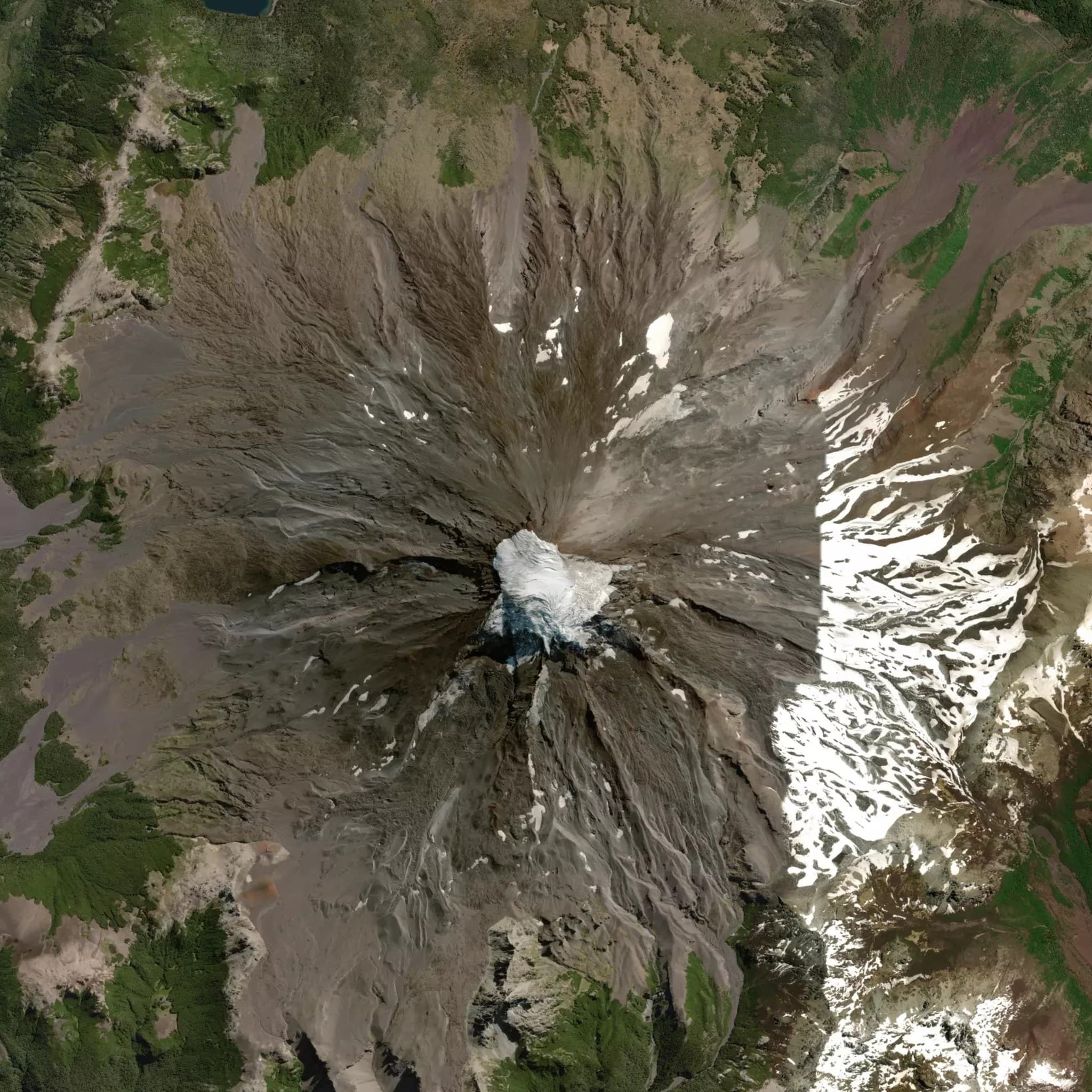 Lanín satellite terrain view