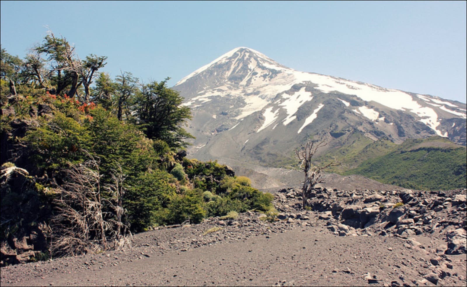 Volcán Lanín, the symmetrical cone on the Argentina–Chile border