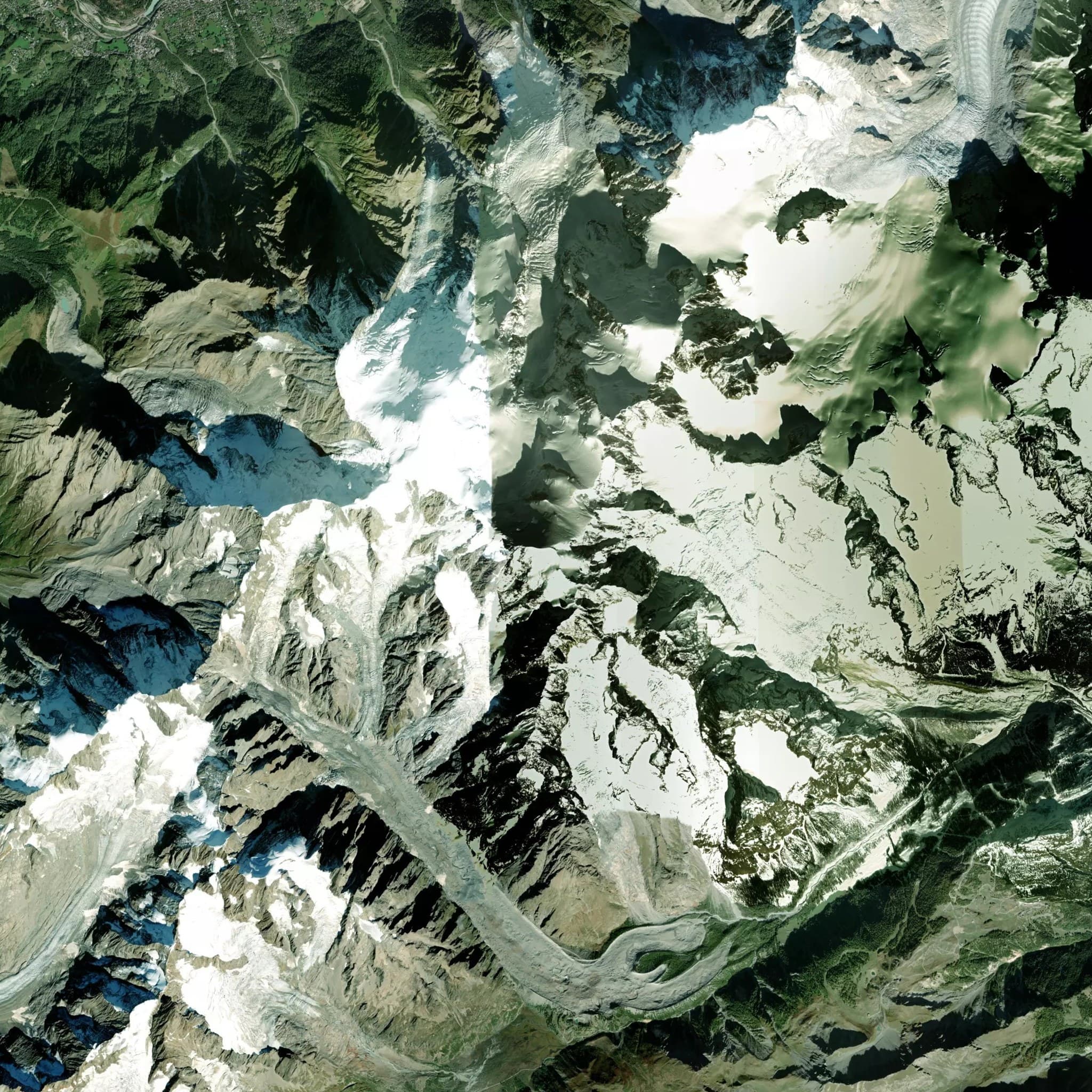 Mont Blanc satellite terrain view