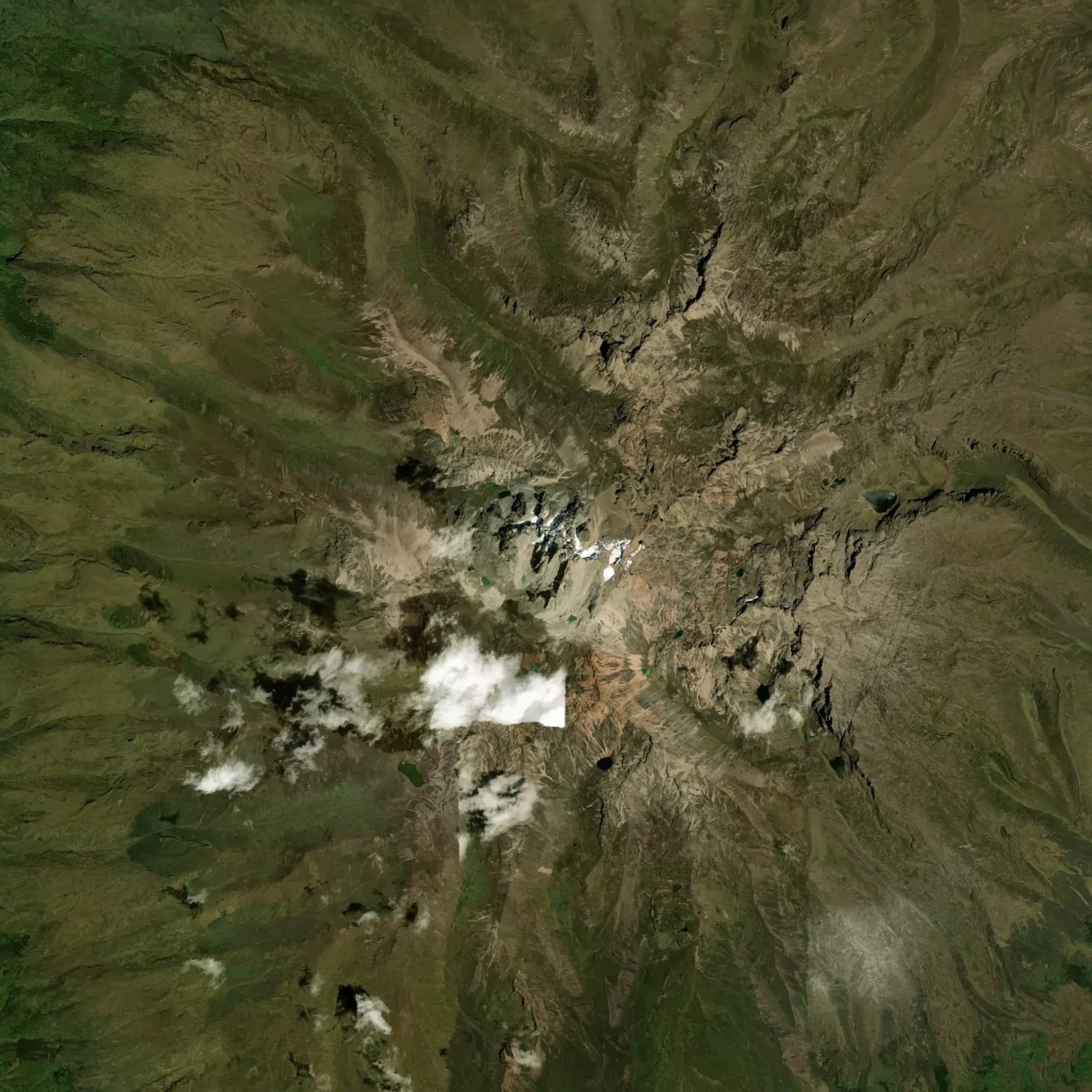 Mount Kenya satellite terrain view