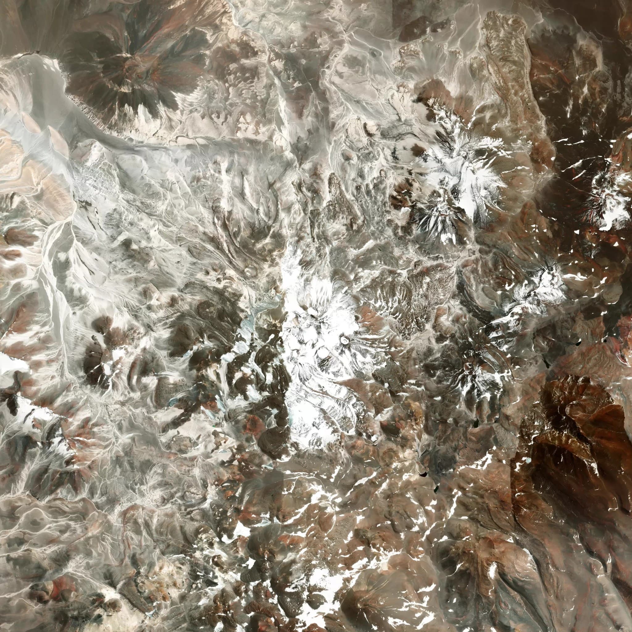 Ojos del Salado satellite terrain view