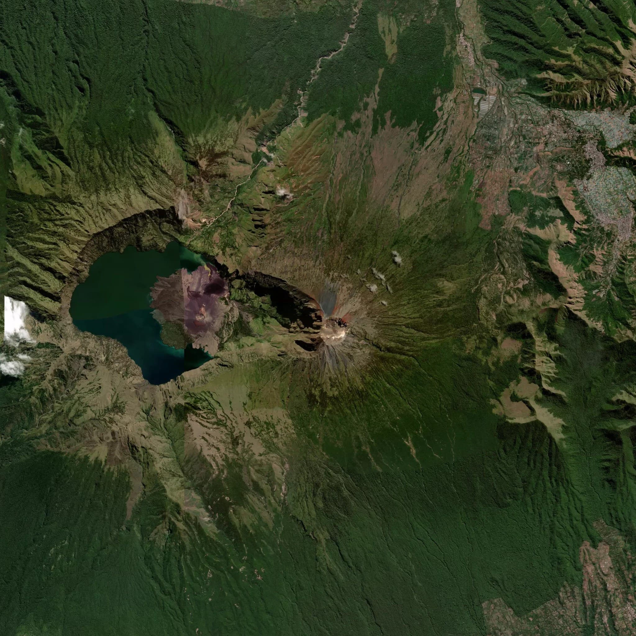 Rinjani satellite terrain view