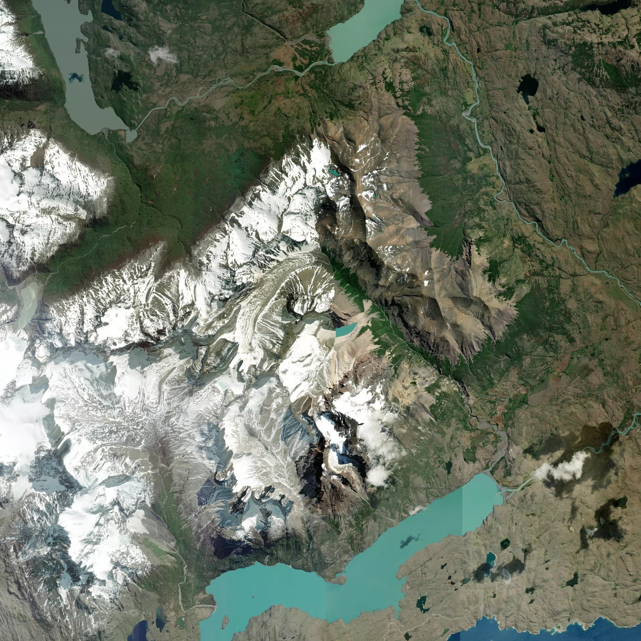 Torres del Paine satellite terrain view