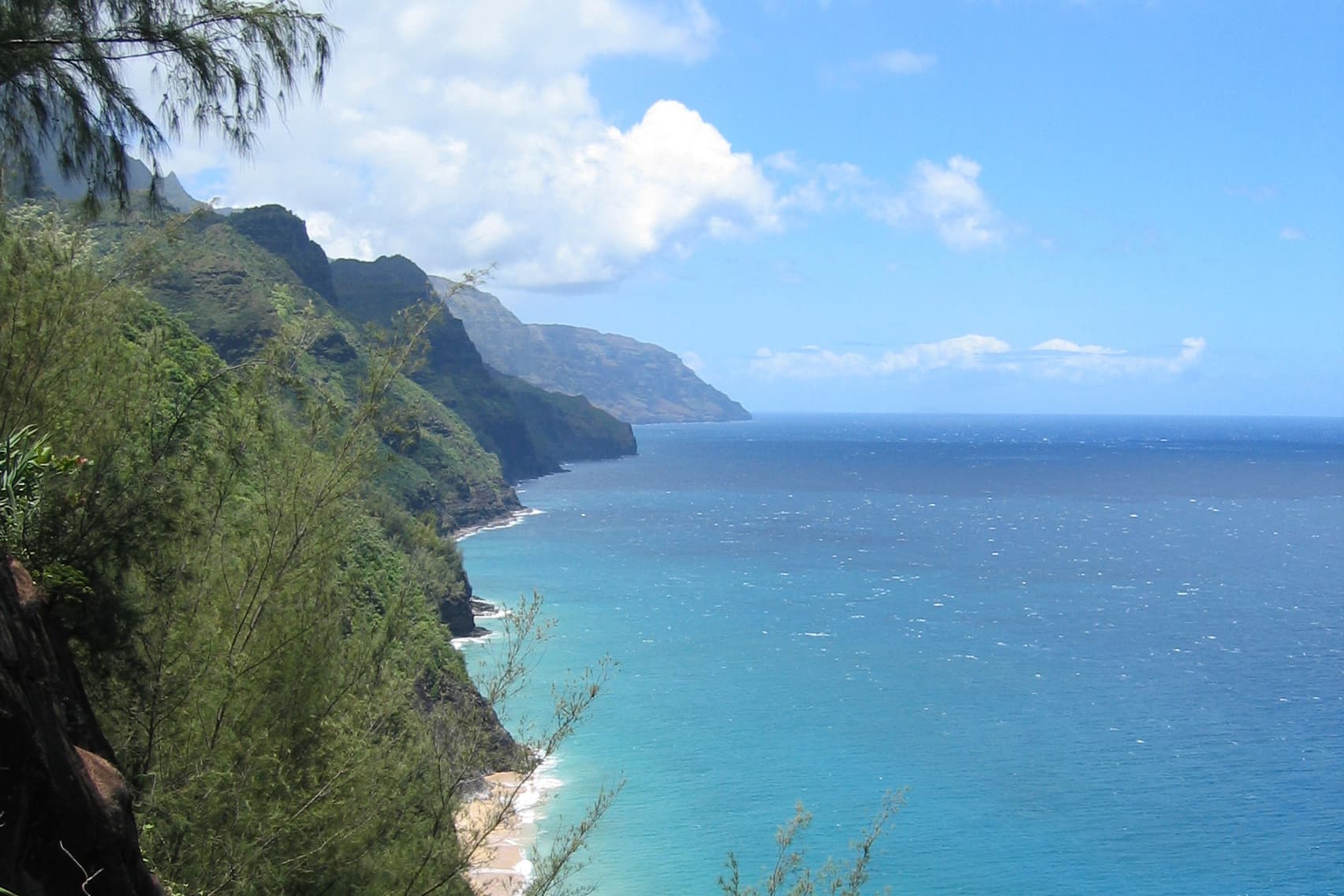 The Na Pali coast above the sea, Kauai