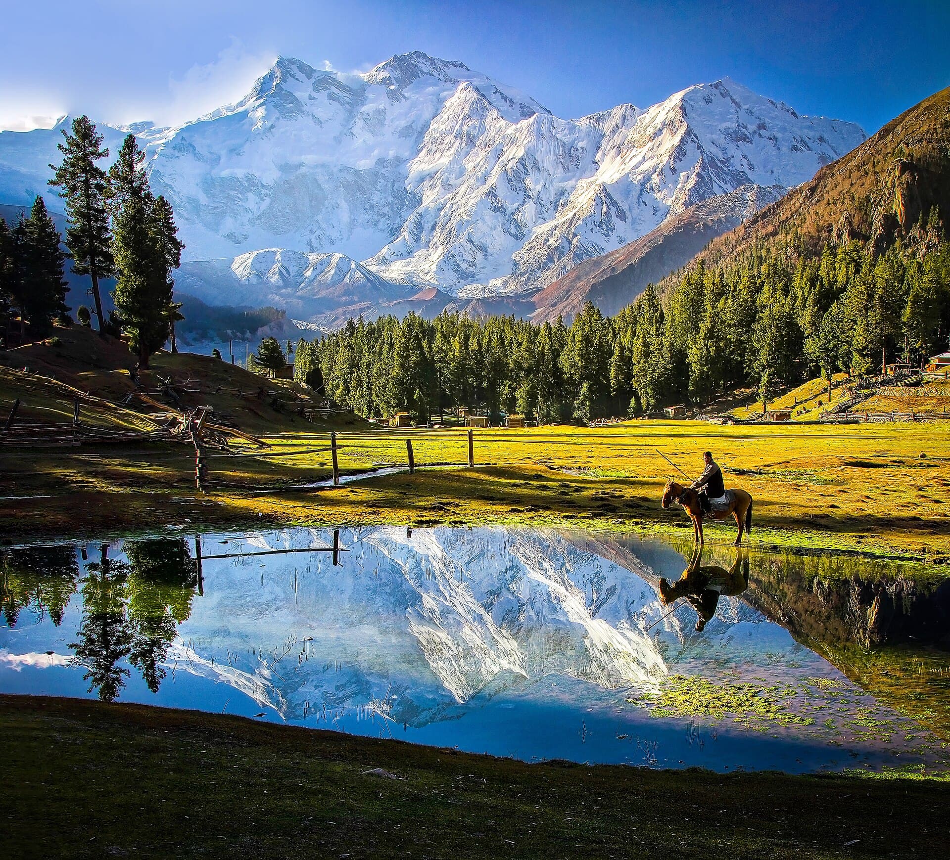 El Nanga Parbat reflejado en Fairy Meadows