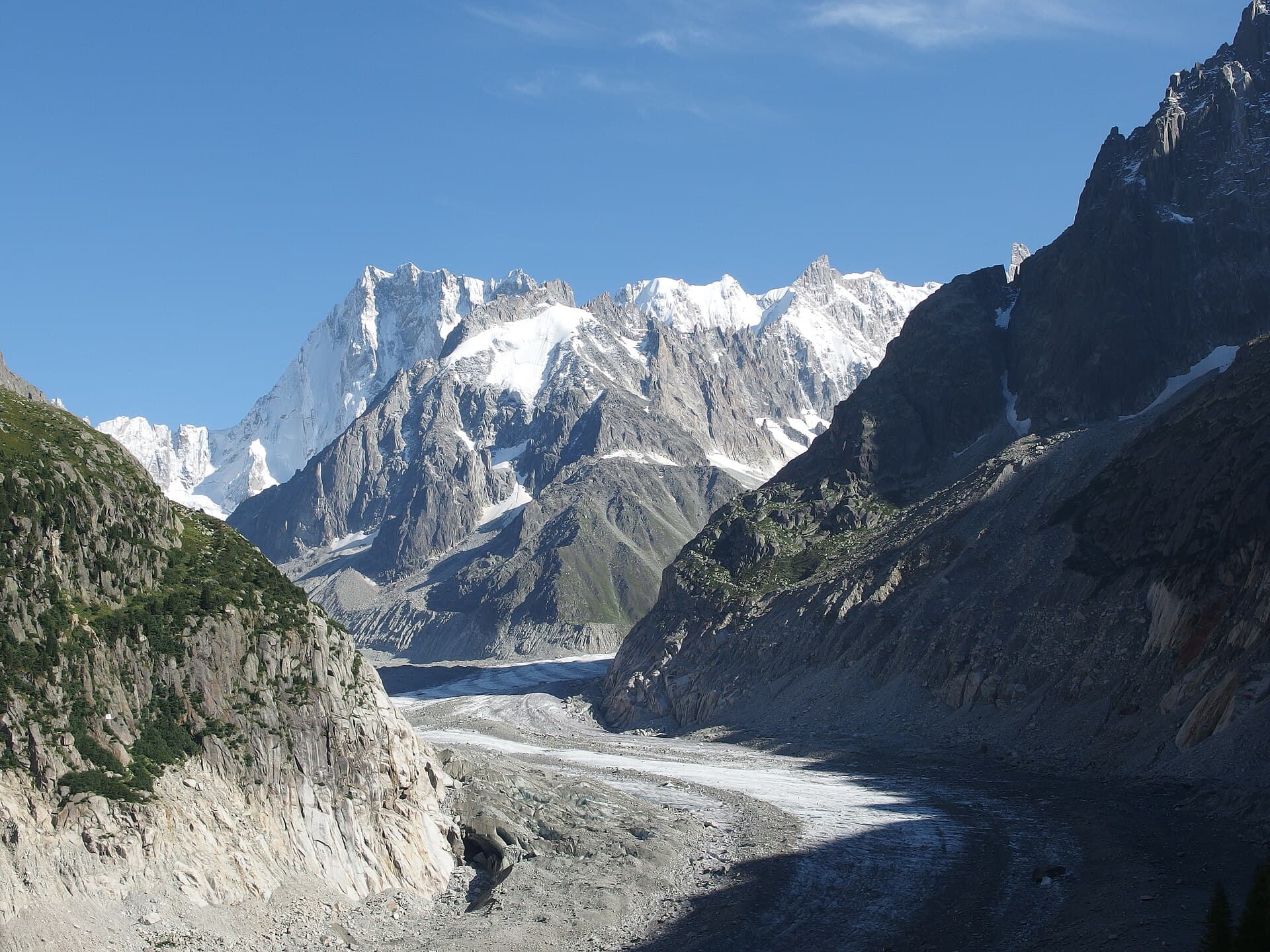La Mer de Glace desde Montenvers, con las Grandes Jorasses al fondo
